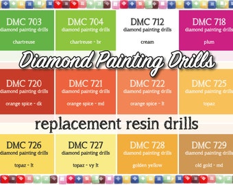 170 Pcs Replacement Resin Diamond Drills Diamond Painting Kits Square Drill Round Drill DMC 703 704 712 718 720 721 722 725 726 727 728 729