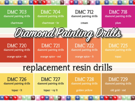 170 Pcs Replacement Resin Diamond Drills Diamond Painting Kits Square Drill  Round Drill DMC 703 704 712 718 720 721 722 725 726 727 728 729 