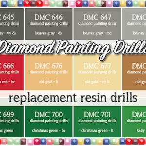 170 Pcs Replacement Resin Diamond Drills Diamond Painting Kits Square Drill Round Drill DMC 645 646 647 648 666 676 677 680 699 700 701 702