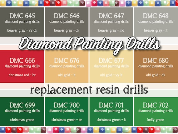 170 Pcs Replacement Resin Diamond Drills Diamond Painting Kits Square Drill  Round Drill DMC 645 646 647 648 666 676 677 680 699 700 701 702 