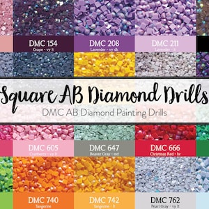 400 Pcs SQUARE AB DMC Aurora Borealis Diamond Painting Drills Ab Drills Square 2.5mm Diamond Drills Iridescent Drills Replacement Drills