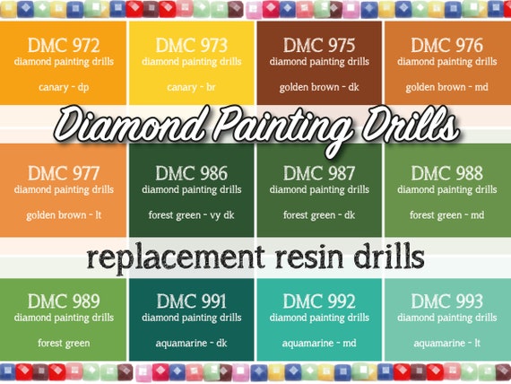 170 Pcs Replacement Resin Diamond Drills Diamond Painting Kits Square Drill  Round Drill DMC 972 973 975 976 977 986 987 988 989 991 992 993 