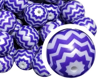 20 mm lila Chevron gestreifte Kaugummi-Perlen, 20 mm grobstrick Acryl-Kaugummi-Perlen, Lila, Streifen, Gestreift, Perlenstifte, Zick-Zack