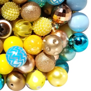 20mm Sand, Sun & Surf Mixed Bubblegum Beads, 20mm Chunky Acrylic Bubble Gum Beads, Lot, Bulk, Wholesale, Mix, Variety, 50 Beads Starter Kit