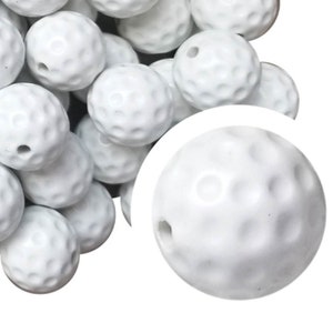 20mm Golf Balls Bubblegum Beads, 20mm Chunky Acrylic Bubble Gum Beads, Golf, Sport, Pickleball, Golfing, Hole in One, Sports Teams, Beadable