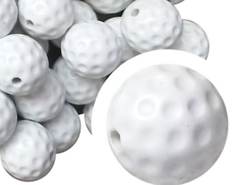 20mm Golf Balls Bubblegum Beads, 20mm Chunky Acrylic Bubble Gum Beads, Golf, Sport, Pickleball, Golfing, Hole in One, Sports Teams, Beadable