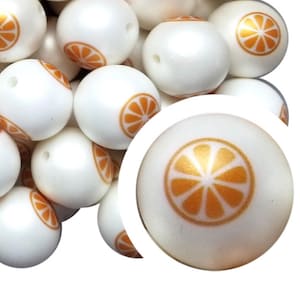 20 mm Orangenscheibe Bubblegum Perlen, 20mm grobstrick Acryl Bubble Gum Perlen, Orange, Obst, Saft, Sommer, fruchtig, Perlen, Perlenstifte