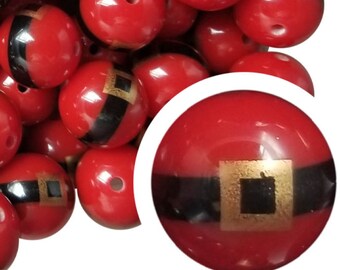 Cuentas de chicle con forma de cinturón de Papá Noel de 20 mm, cuentas de chicle acrílicas gruesas de 20 mm, para fiestas, festivos, de temporada, Papá Noel, alegre, Navidad
