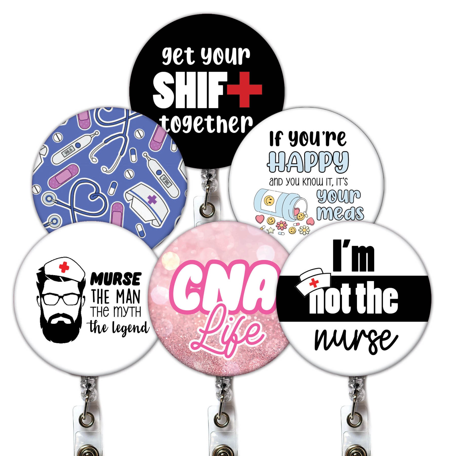 Nurse Badge Reel Button Photo Badge Personalized Gifts Print Your Own Button Retractable Badge Holder ID Holder Belt Clip Choose Size
