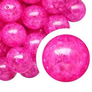 20mm Hot Pink Crackle Bubblegum Beads, 20mm Chunky Acrylic Bubble Gum Beads, Hot Pink, Cracked, Fuchsia, Beadable Pens, Beading, Crafts