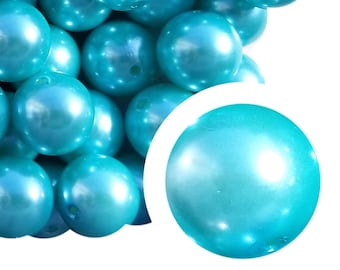 20mm Aqua Pearl Bubblegum Beads, 20mm Chunky Acrylic Bubble Gum Beads, Blue, Pearl, Pearlized, Shiny, Beadable Pens, Beaded