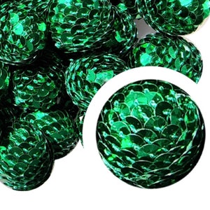 22mm Green Sequin Mermaid Tail Bubblegum Beads, 22mm Chunky Bubble Gum Beads, Sequin, Green, Mermaid, Fish Scales, Beaded Bead, Beadable