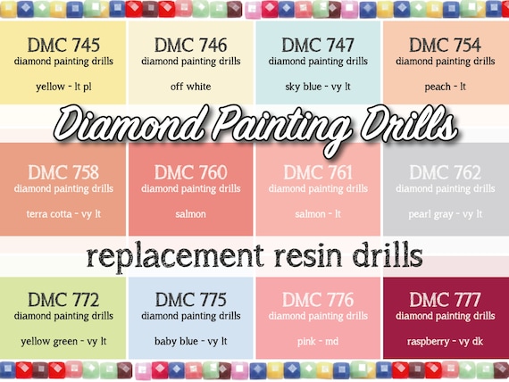 170 Pcs Replacement Resin Diamond Drills Diamond Painting Kits Square Drill  Round Drill DMC 745 746 747 754 758 760 761 762 772 775 776 777 