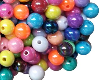 Cuentas arcoíris AB de 12 mm, cuentas de 12 mm para bolígrafos, cuentas arcoíris, cuentas AB, cuentas de colores sólidos, cuentas lisas, mixtas, cuentas brillantes, cuentas para manualidades