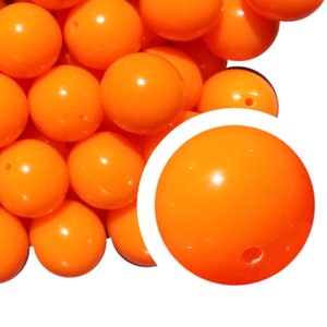 20mm Orange Plain Bubblegum Beads, 20mm Chunky Acrylic Bubble Gum Beads, Orange, Opaque, Solid, Plain, Pumpkin, Beadable Pens, Beaded