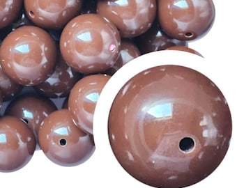 20 mm ブラウンプレーンバブルガムビーズ、20 mm チャンキーアクリルバブルガムビーズ、ブラウン、ソリッド、コーヒー、プレーン、ビーズペン、ビーズペン