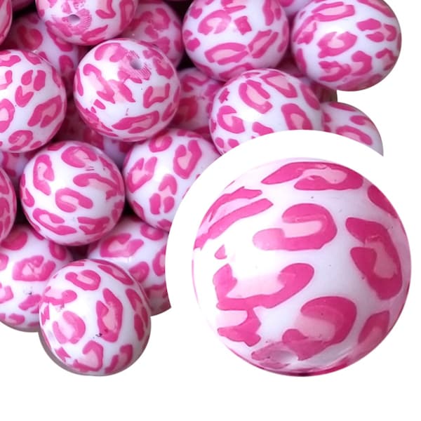 BABY GIRL LEOPARD Print Bubblegum Beads 20mm Chunky Acrylic Bubble Gum Beads Printed Beads Plastic Round Bubblegum Beads Jewelry Beads 20mm