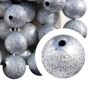 20mm Silver Wrinkle Bubblegum Beads, 20mm Chunky Acrylic Bubble Gum Beads, Metallic, Silver, Wrinkled, Shiny, Textured, Beadable Pens