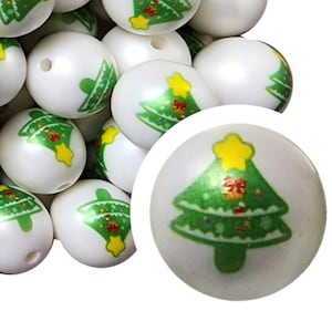 20mm Large Christmas Tree Bubblegum Beads, 20mm Chunky Acrylic Bubblegum Beads, Christmas, Tree, Holiday, Santa, Presents, Star, Beadable