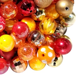 20mm Fall Harvest Mixed Bubblegum Beads, 20mm Chunky Acrylic Bubble Gum Beads, Lot, Bulk, Wholesale, Mix, Variety, 50 Beads Starter Kit