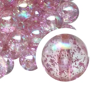 20mm Hot Pink Glitter Bubblegum Beads, 20mm Chunky Acrylic Bubble Gum Beads, Glitter, Sparkle, Hot Pink, Transparent, Beadable Pens
