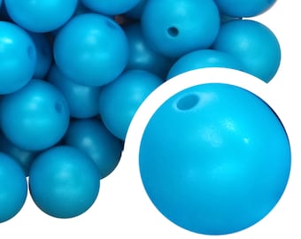 20mm Aqua Matte Pearl Bubblegum Beads, 20mm Chunky Acrylic Bubble Gum Beads, Pearlized, Matte, Aqua, Blue, Solid, Plain, Beadable Pens