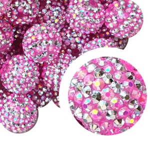 20mm Glamour Girl Rhinestone Bubblegum Beads, 20mm Chunky Acrylic Bubble Gum Beads, Pink, Pretty, Silver Striped, Hot Pink, Barbie, Beadable