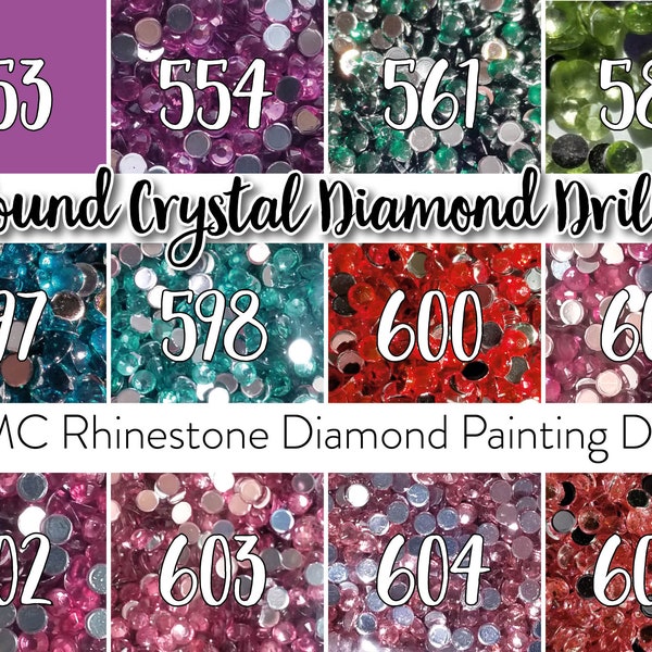 2000 forets de peinture au diamant en cristal rond, strass, dos plat, cristaux de 2,8 mm, remplacent le DMC 553 554 561 581 597 598 600 601 602 603 604 605