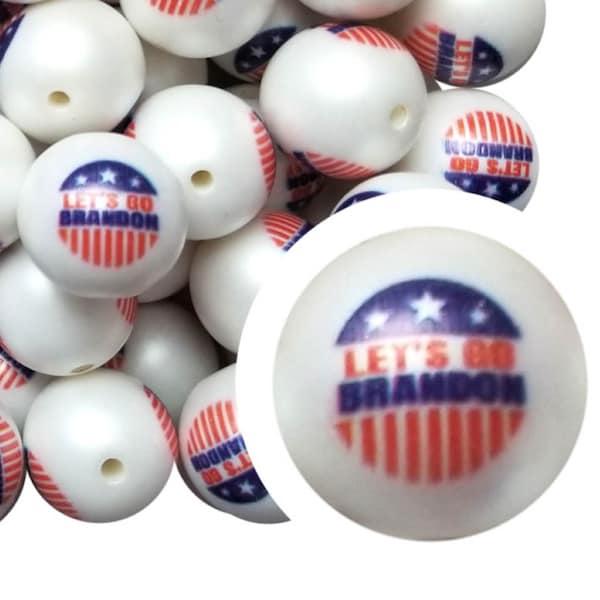 LET'S GO BRANDON Bubblegum Beads 20mm Chunky Acrylic Beads Printed Beads Plastic Round Bubblegum Jewelry Beads 20mm Fjb Trump Biden