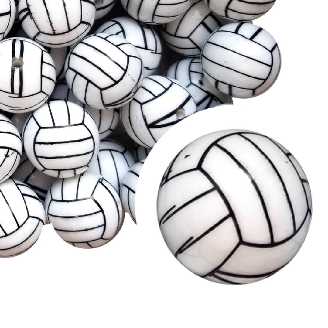 VOLLEYBALL Bubblegum Beads 20mm Chunky Acrylic Bubble Gum Beads Printed ...