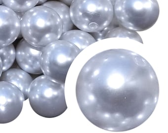 Cuentas de chicle de perla blanca de 20 mm, cuentas de chicle acrílicas gruesas de 20 mm, blancas, perladas, perladas, para novias, bodas, bolígrafos para abalorios, con cuentas