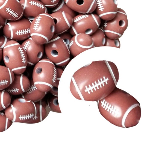 FOOTBALL SHAPED Bubblegum Beads 18mm x 10mm Chunky Acrylic Bubble Gum Beads Printed Beads Plastic Round Bubblegum Beads Jewelry Beads