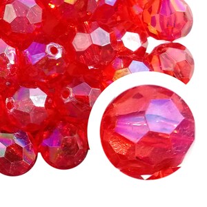 20mm Red Faceted Bubblegum Beads, 20mm Chunky Acrylic Bubble Gum Beads, Red, Faceted, Facets, Transparent, Beadable Pens, Beaded