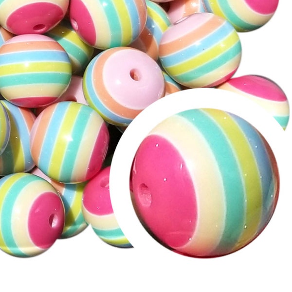 EASTER EGG STRIPED Bubblegum Beads 20mm Chunky Acrylic Bubble Gum Beads Plastic Round Bubblegum Beads Gumball Beads 20mm Bead Crafts