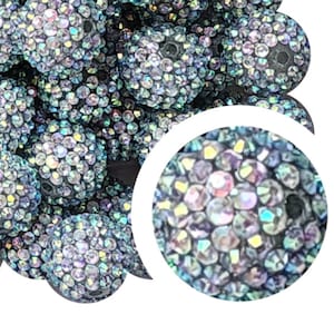 20mm Mirror Ball Rhinestone Bubblegum Beads, 20mm Chunky Acrylic Bubble Gum Beads, AB, Rhinestone, Shiny, Crystal, Beadable Pens, Beaded