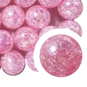 20mm Pink Crackle Bubblegum Beads, 20mm Chunky Acrylic Bubble Gum Beads, Crackle, Cracked, Pink, Crafters, Jewelry, Beaded, Beadable