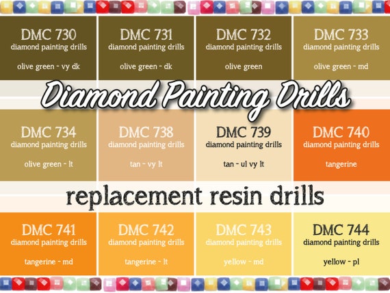 170 Pcs Replacement Resin Diamond Drills Diamond Painting Kits Square Drill  Round Drill DMC 730 731 732 733 734 738 739 740 741 742 743 744 