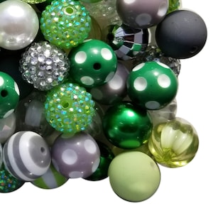 20mm Clover Fields Mixed Bubblegum Beads, 20mm Chunky Acrylic Bubble Gum Beads, Lot, Bulk, Wholesale, Mix, Variety, 50 Beads Starter Kit