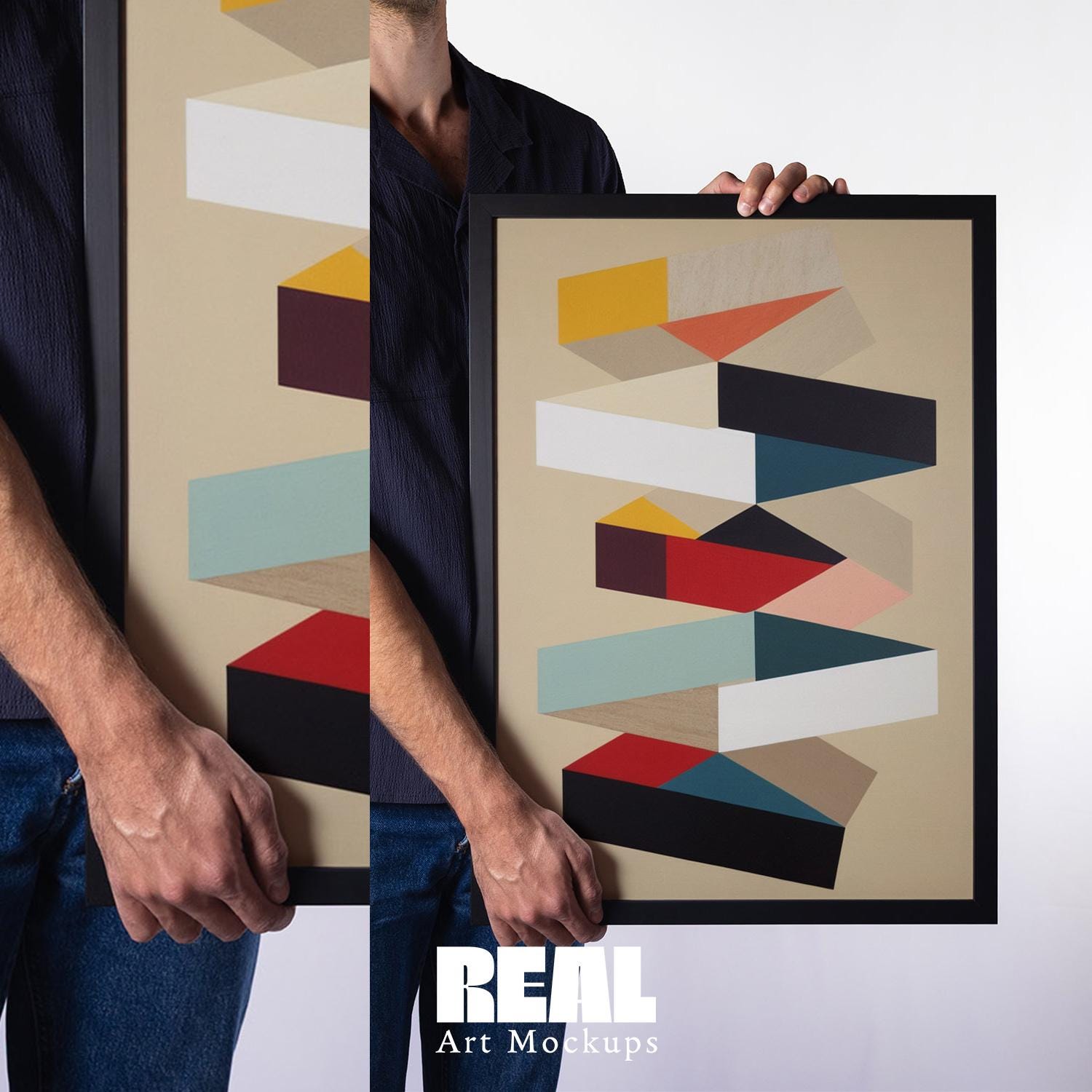 A Ratio Poster Mockup, Man Holding Frame Mockup, Picture Frame Mockup, Photoshop Mockup, DIN, ISO A1 A2 A3 A4, Simple Studio Mockup