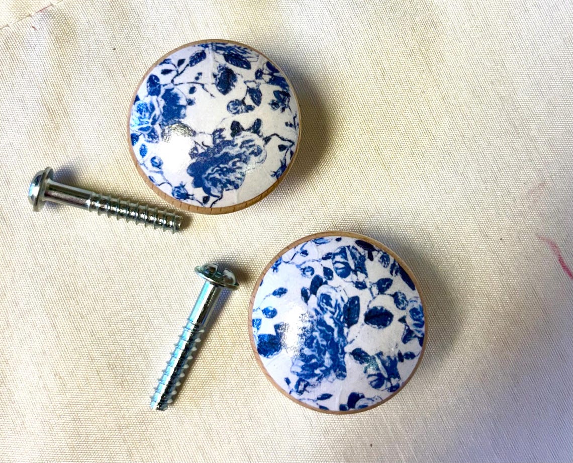 Cabinet Knobs, Drawer Knobs, Blue and White Knobs, Knobs With Blue ...