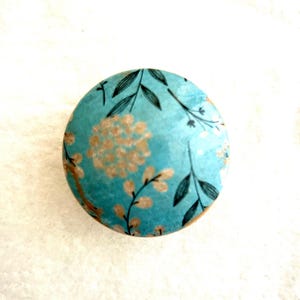Drawer Knobs, Cabinet Knobs, Furniture Knobs, Wood Knobs, Cottage Style Knobs, Turquoise Floral Knobs, Knobs for Girls Room, Handmade knobs