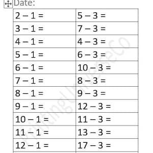 Math Subtraction Worksheets, 10 Printable Subtraction Fill in the Blanks Worksheets for 1st Grade-2nd Grade, Home Schooling