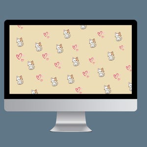 Lot de 3 papiers peints chat mignon | Macbook Fonds d&#39;écran | Fonds d&#39;animaux esthétiques pour PC et ordinateur portable | Téléchargement instantané au format PNG
