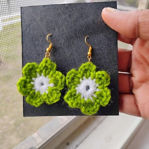 Crochet Earrings Pattern, Easy Flower Earrings Crochet PDF and Video Tutorial, Gift Idea for Crafters