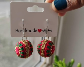 Micro Crochet Christmas Bauble Earrings Pattern | DIY Holiday Jewelry (PDF Tutorial)