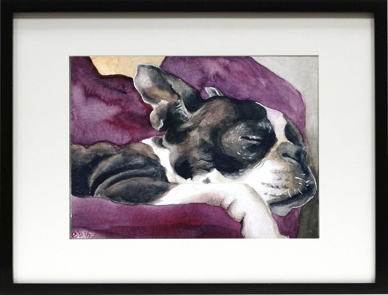 Memorial Portrait Dog Loss Sympathy Boston Terrier Dog Sympathy Gift Dog Remembrance