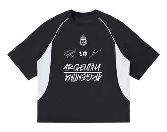 Camiseta de fútbol Argentina Messi/Maradona de corte holgado y extragrande / Poliéster ligero de primera calidad