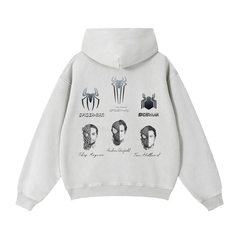 Sudadera con capucha de felpa gruesa y holgada con cremallera de Spiderman Premium / Tobey Maguire, Andrew Garfield, Tom Holland / Gráfico del superhéroe Spiderman de Marvel imagen 1
