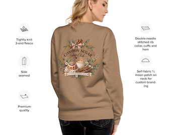 Sudadera del Club de Repostería de Canela y Azúcar / Jersey de cuello redondo con estampado de rollo de canela y café vintage