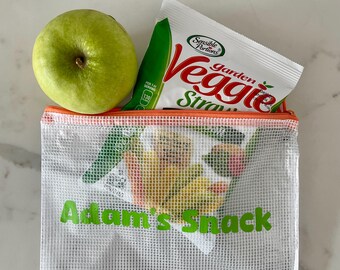 Personalized Kids Snack Pouch: Custom Name Food Bag (9x7")